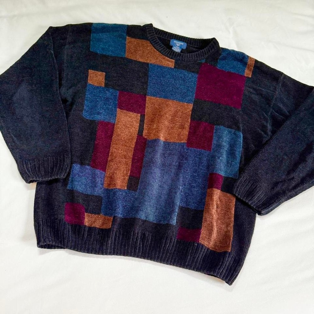 geometric grandpa sweater ‎ 90s cozy dockers size medium